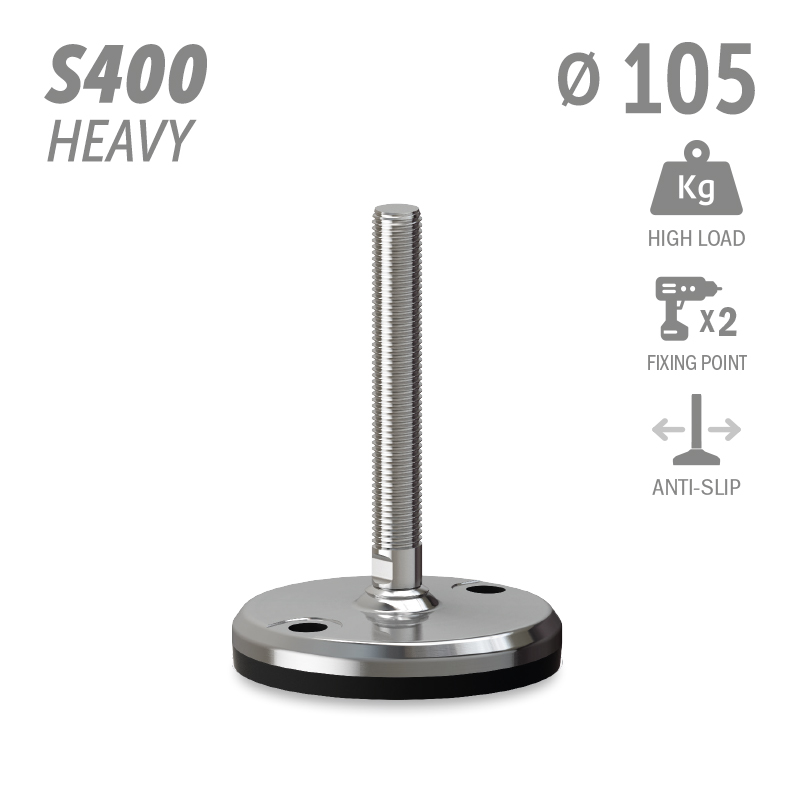 水平调整脚S400加强型系列 防滑 高载荷 2固定孔 直径105
