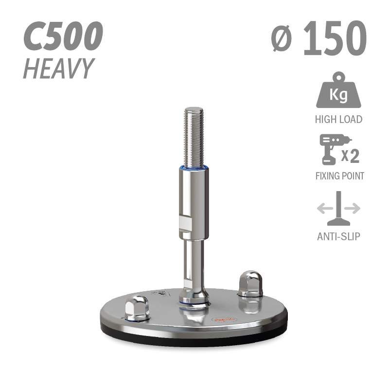 水平调整脚C500加强型系列 防滑 高载荷 2固定孔 直径150