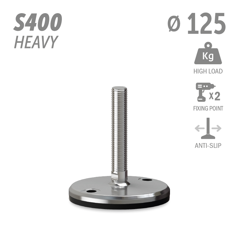 水平调整脚S400加强型系列 防滑 高载荷 2固定孔 直径125