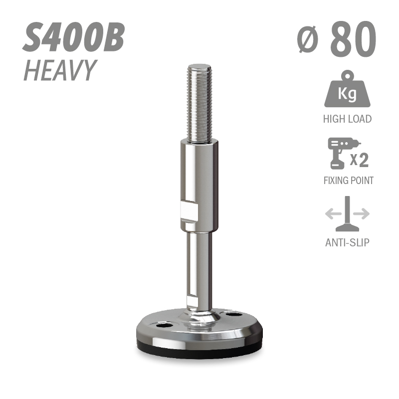 水平调整脚S400B加强型系列 防滑 高载荷 2固定孔 直径80