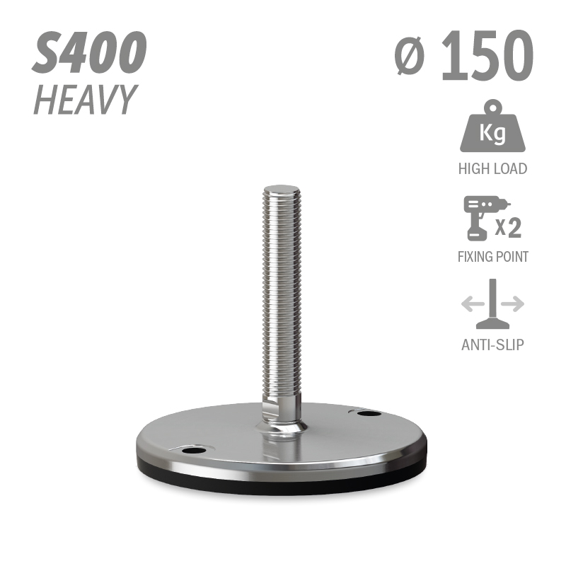 水平调整脚S400加强型系列 防滑 高载荷 2固定孔 直径150