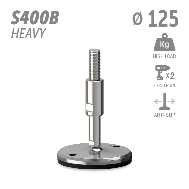 水平调整脚S400B加强型系列 防滑 高载荷 2固定孔 直径125