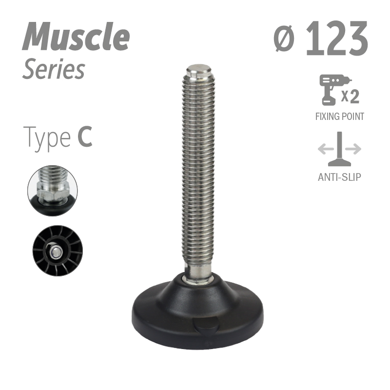 水平调整脚强力系列类型C 防滑 2固定孔 直径123