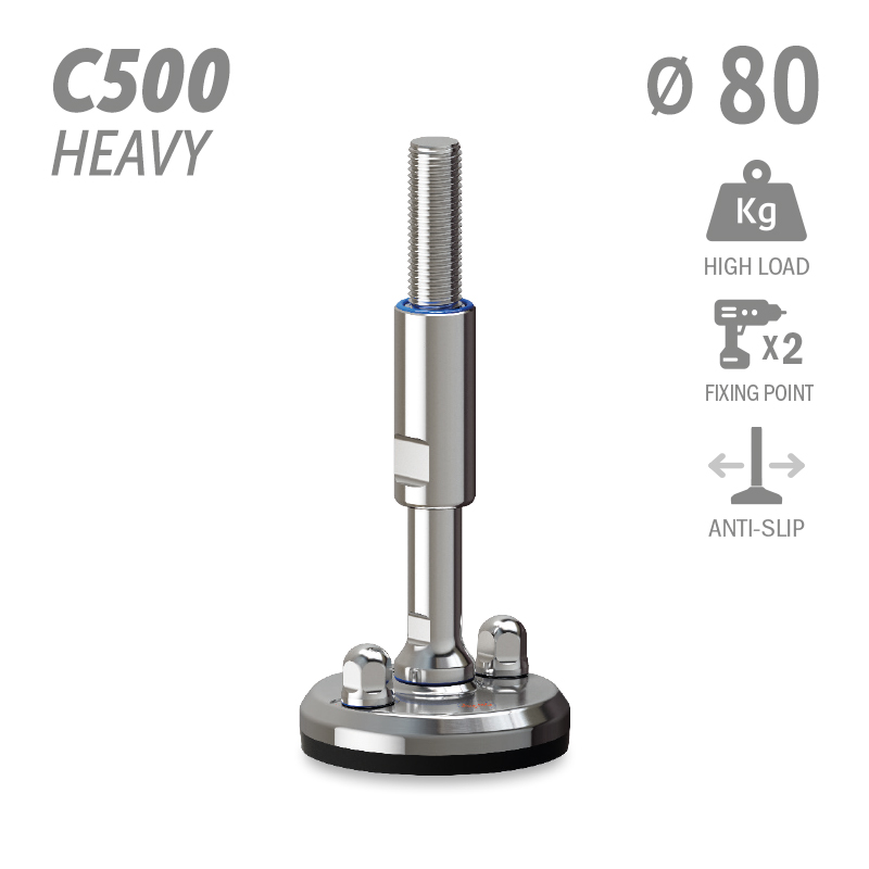 水平调整脚C500加强型系列 防滑 高载荷 2固定孔 直径80