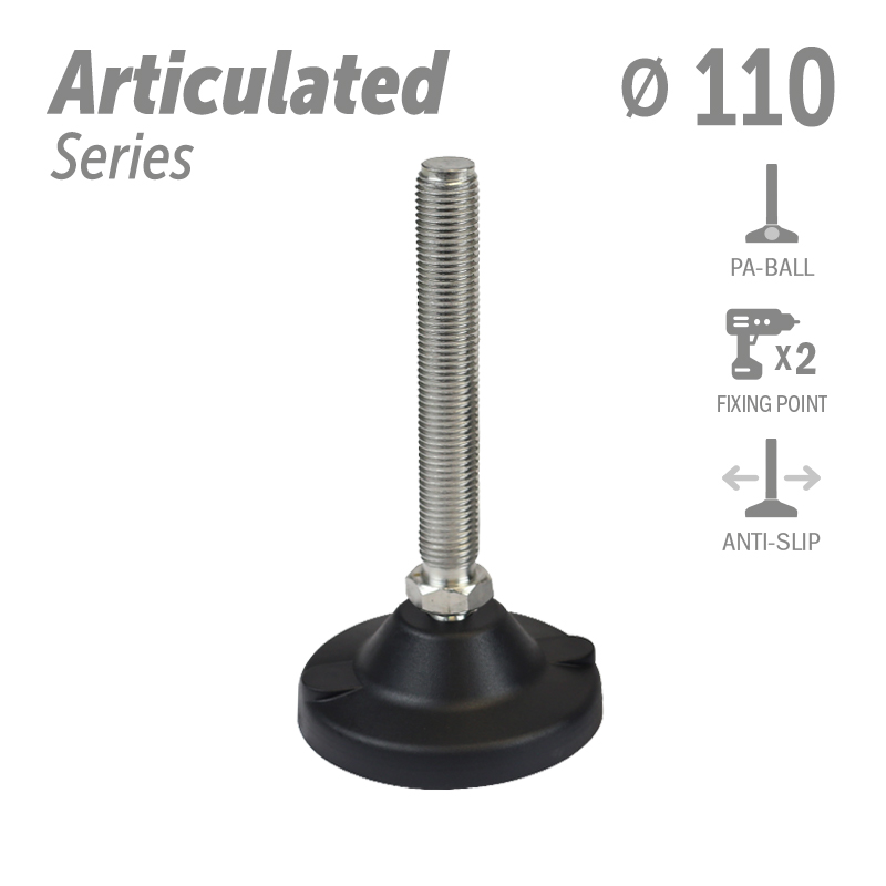 水平调整脚铰接式系列 防滑 聚酰胺球体 2固定孔 直径110