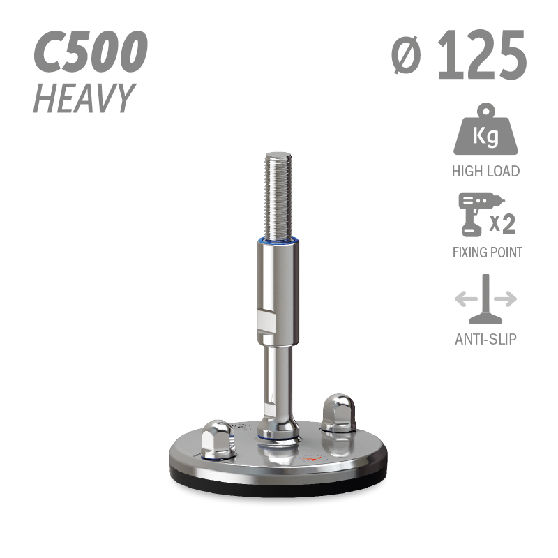 水平调整脚C500加强型系列 防滑 高载荷 2固定孔 直径125