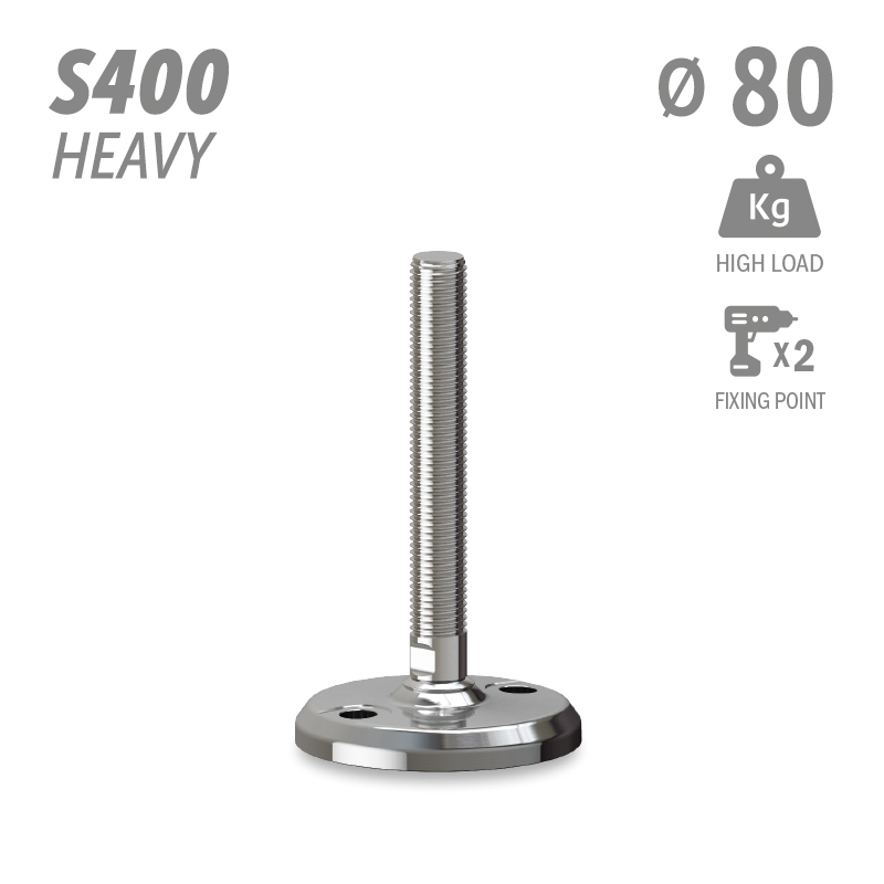 水平调整脚S400加强型系列 高载荷 2固定孔 直径80